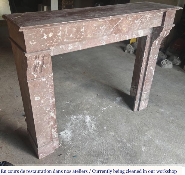 Napoleon III style fireplace with modillion in Rouge du Nord marble Napoleon III style fireplace with modillion in Rouge du Nord marble-2