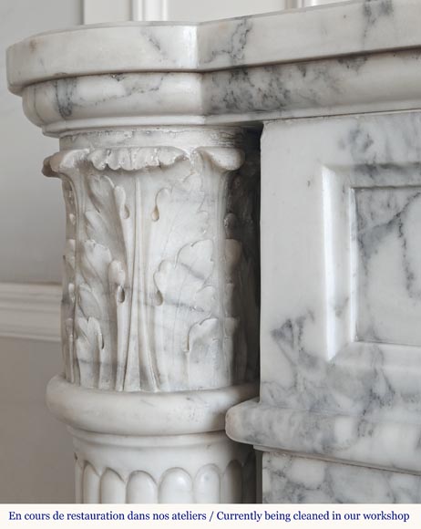 Louis XVI style fireplace with detached columns, in Arabescato marble Louis XVI style fireplace with detached columns, in Arabescato marble-5