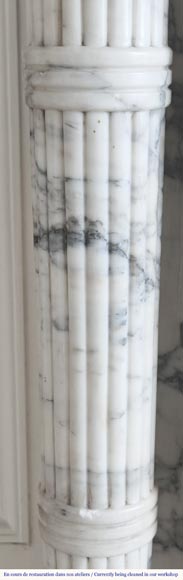 Louis XVI style fireplace with detached columns, in Arabescato marble Louis XVI style fireplace with detached columns, in Arabescato marble-6