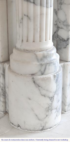 Louis XVI style fireplace with detached columns, in Arabescato marble Louis XVI style fireplace with detached columns, in Arabescato marble-7