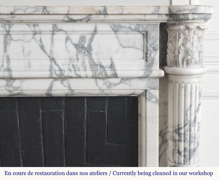 Louis XVI style fireplace with detached columns, in Arabescato marble Louis XVI style fireplace with detached columns, in Arabescato marble-9