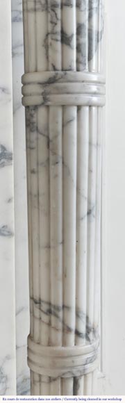 Louis XVI style fireplace with detached columns, in Arabescato marble Louis XVI style fireplace with detached columns, in Arabescato marble-10