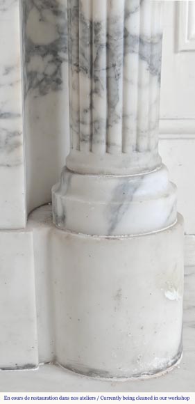Louis XVI style fireplace with detached columns, in Arabescato marble Louis XVI style fireplace with detached columns, in Arabescato marble-11