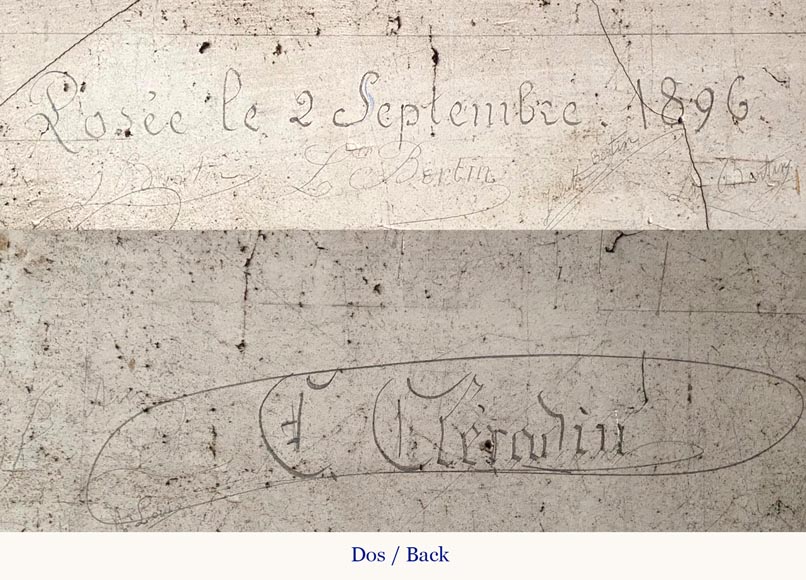 Oak Fireplace with Plaster Bas-Reliefs in Faux Bronze, dated 1896 -13