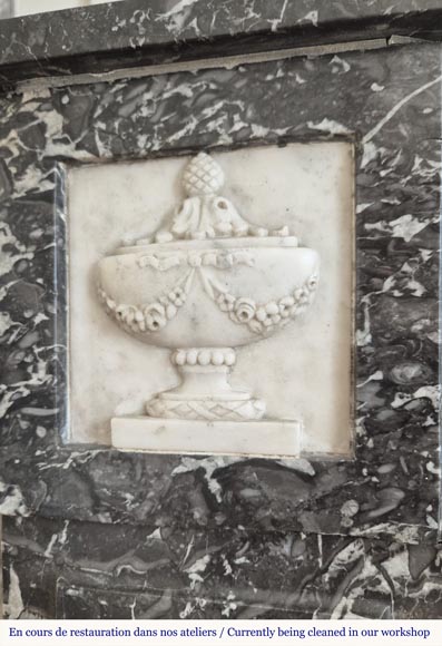 Louis XVI period two-tone fireplace, in Saint Anne statuary gray Louis XVI period two-tone fireplace, in Saint Anne statuary gray-2