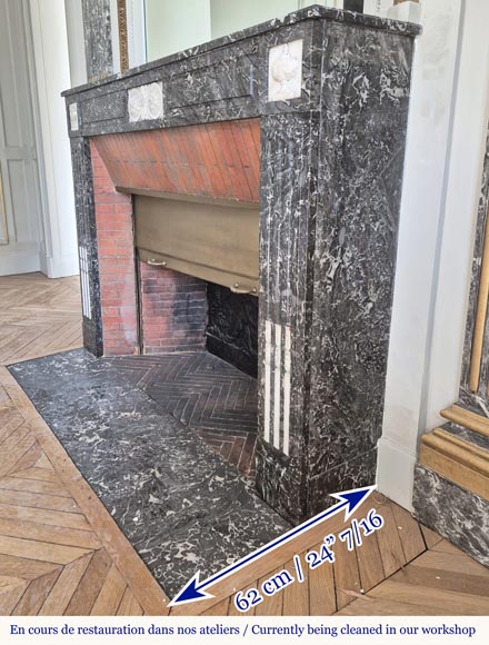 Louis XVI period two-tone fireplace, in Saint Anne statuary gray Louis XVI period two-tone fireplace, in Saint Anne statuary gray-3