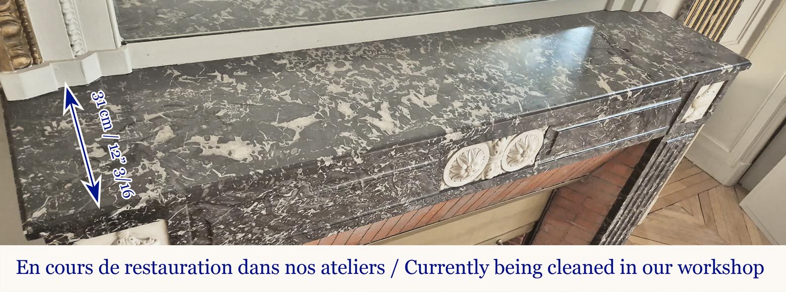 Louis XVI period two-tone fireplace, in Saint Anne statuary gray Louis XVI period two-tone fireplace, in Saint Anne statuary gray-7