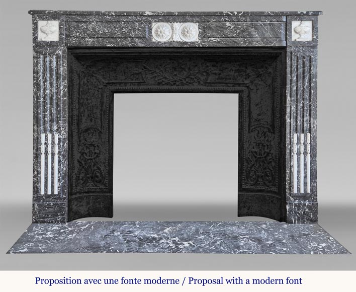 Louis XVI period two-tone fireplace, in Saint Anne statuary gray Louis XVI period two-tone fireplace, in Saint Anne statuary gray-8