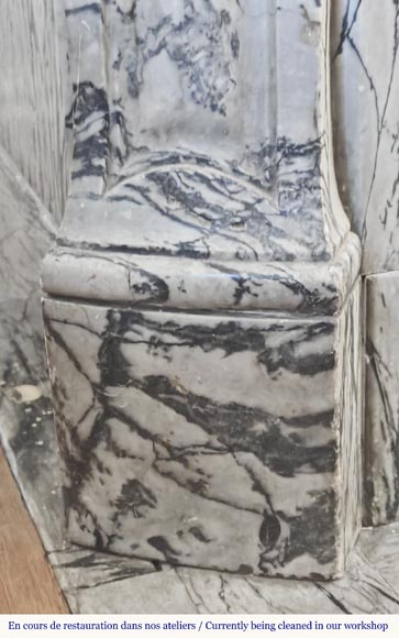 Louis XV style fireplace, Pompadour model, in blue flowered marble-4