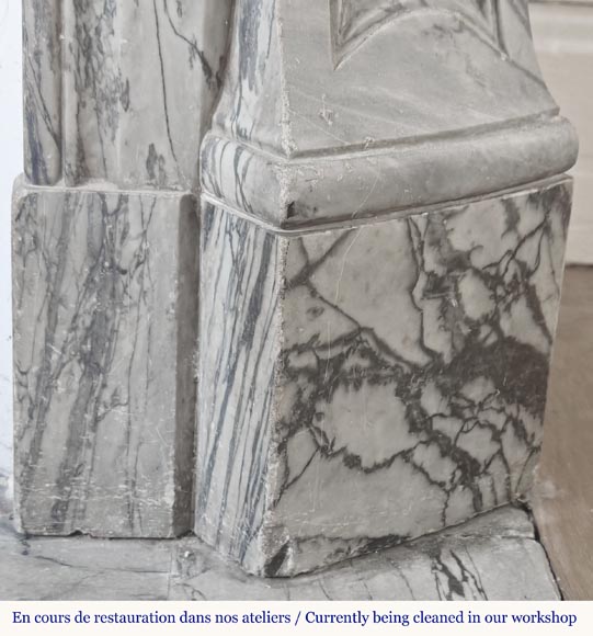 Louis XV style fireplace, Pompadour model, in blue flowered marble-7