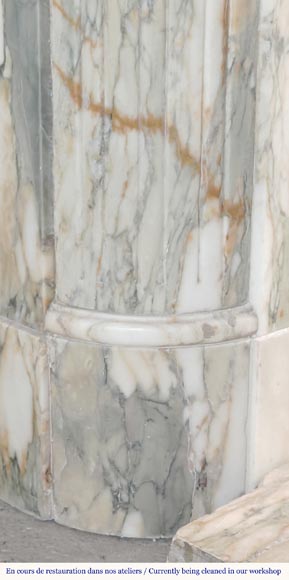 Louis XVI style fireplace with rounded corner, in Médous breccia Louis XVI style fireplace with rounded corner, in Médous breccia-5