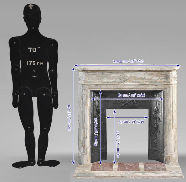 Louis XVI style fireplace with rounded corner, in Médous breccia Louis XVI style fireplace with rounded corner, in Médous breccia-11