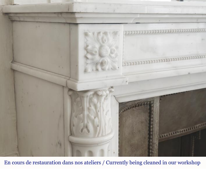 Louis XVI style fireplace with half Corinthian column, in half statuary marble Louis XVI style fireplace with half Corinthian column, in half statuary marble-5