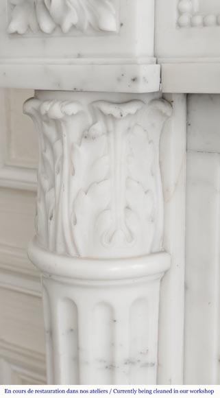Louis XVI style fireplace with half Corinthian column, in half statuary marble Louis XVI style fireplace with half Corinthian column, in half statuary marble-6