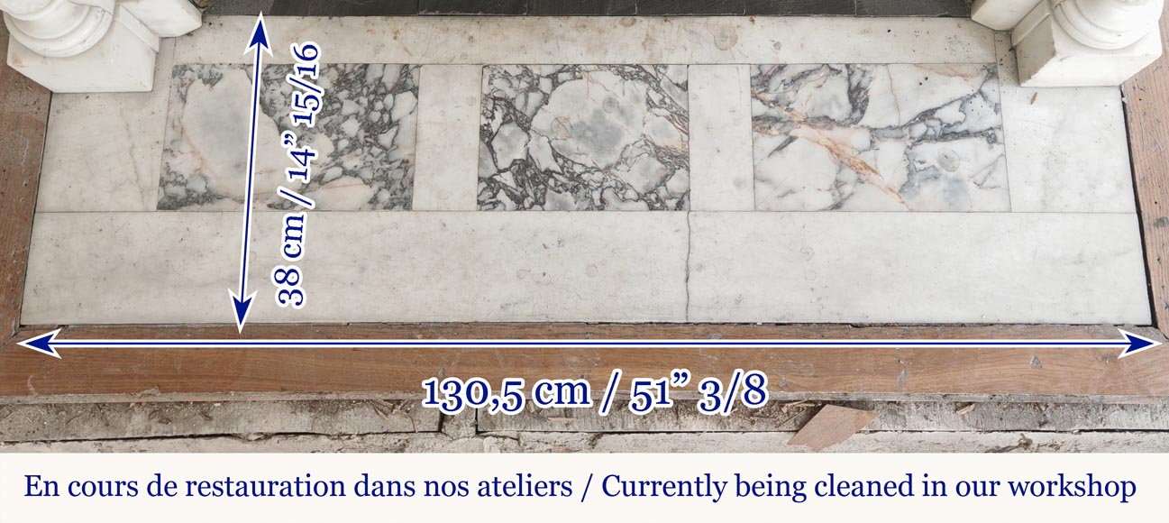 Louis XVI style fireplace with half Corinthian column, in half statuary marble Louis XVI style fireplace with half Corinthian column, in half statuary marble-11