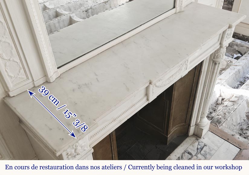 Louis XVI style fireplace with half Corinthian column, in half statuary marble Louis XVI style fireplace with half Corinthian column, in half statuary marble-13