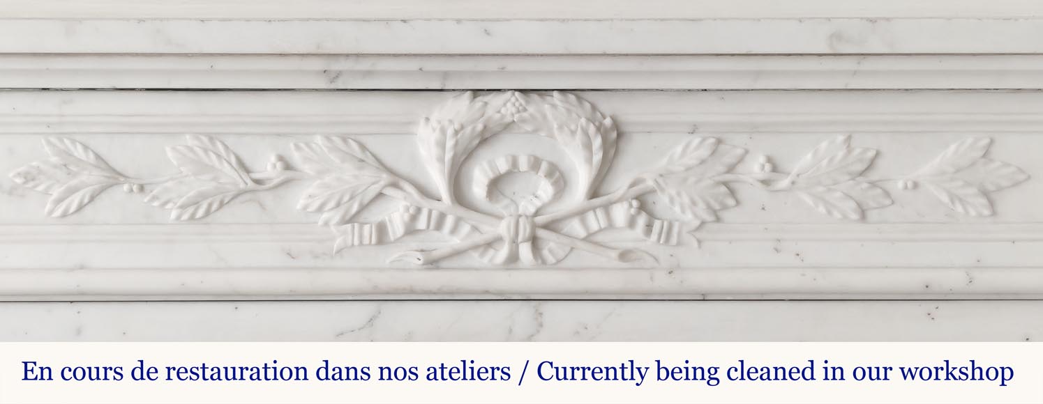 Louis XVI style fireplace with a Corinthian fluted half-column, in half-statuary marble Louis XVI style fireplace with a Corinthian fluted half-column, in half-statuary marble-1