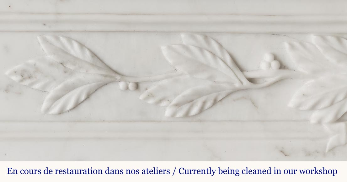 Louis XVI style fireplace with a Corinthian fluted half-column, in half-statuary marble Louis XVI style fireplace with a Corinthian fluted half-column, in half-statuary marble-3