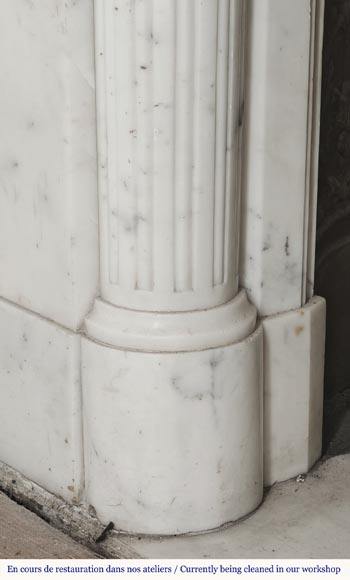 Louis XVI style fireplace with a Corinthian fluted half-column, in half-statuary marble Louis XVI style fireplace with a Corinthian fluted half-column, in half-statuary marble-6