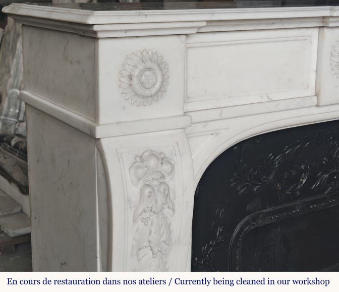 Napoleon III style fireplace in half-statuary marble decorated with a garland-5