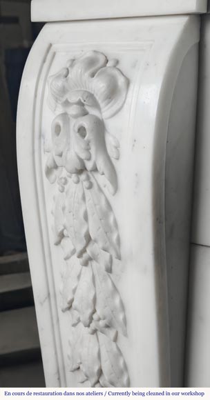 Napoleon III style fireplace in half-statuary marble decorated with a garland-6