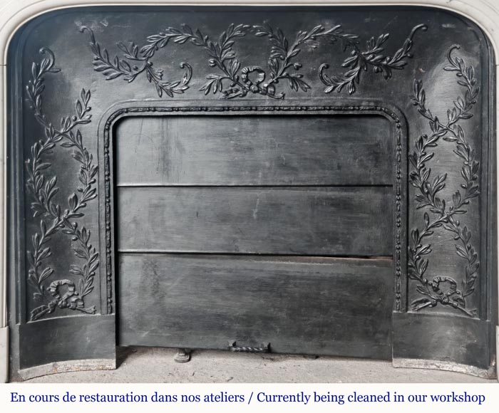 Napoleon III style fireplace in half-statuary marble decorated with a garland-14