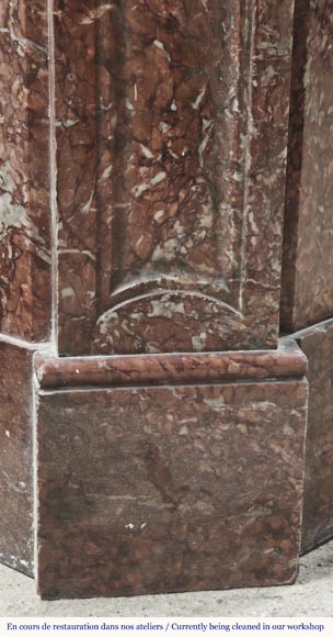 Louis XV style fireplace, Pompadour model, in red Campan marble Louis XV style fireplace, Pompadour model, in red Campan marble-4