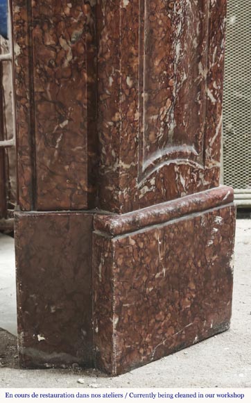 Louis XV style fireplace, Pompadour model, in red Campan marble Louis XV style fireplace, Pompadour model, in red Campan marble-6