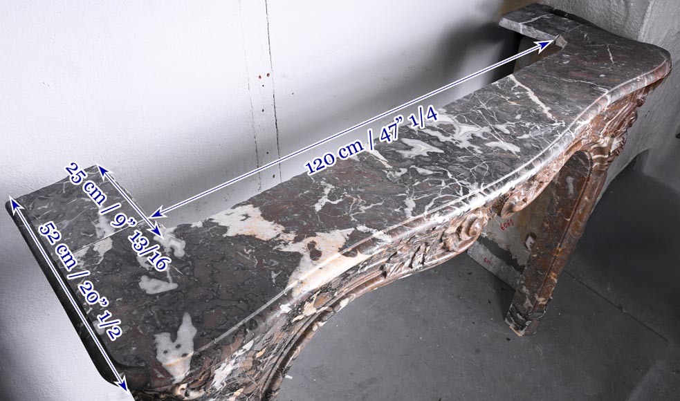 Louis XV period fireplace in red Rance marble Louis XV period fireplace in red Rance marble-11