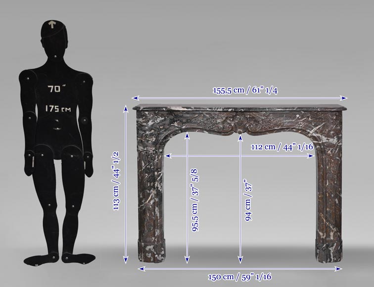 Louis XV period fireplace in red Rance marble Louis XV period fireplace in red Rance marble-12