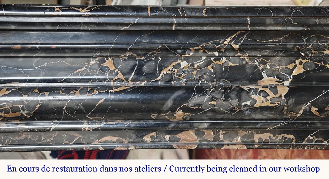 Louis XIV style fireplace with Portor marble boudin Louis XIV style fireplace with Portor marble boudin-1