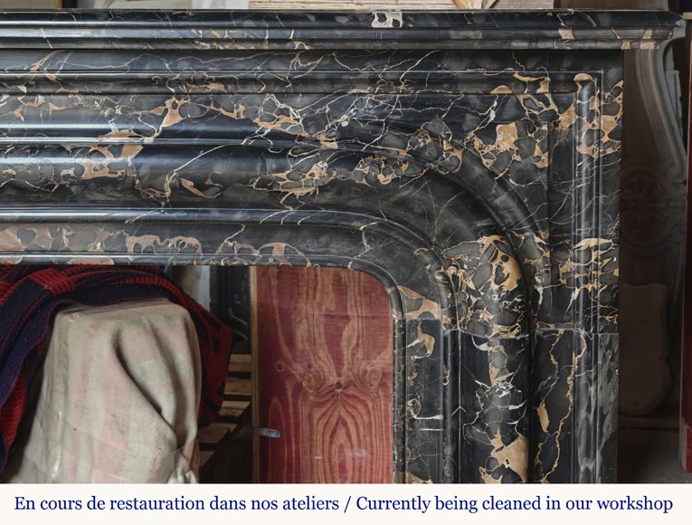 Louis XIV style fireplace with Portor marble boudin Louis XIV style fireplace with Portor marble boudin-6