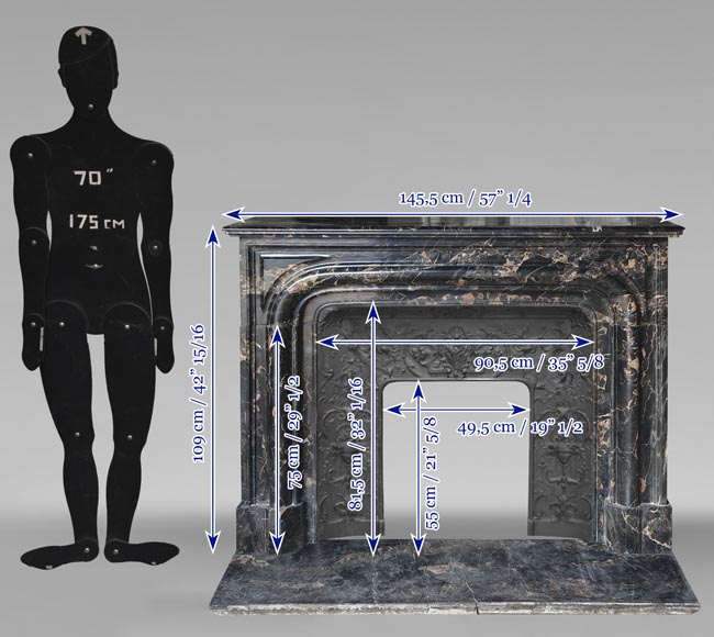 Louis XIV style fireplace with Portor marble boudin Louis XIV style fireplace with Portor marble boudin-10