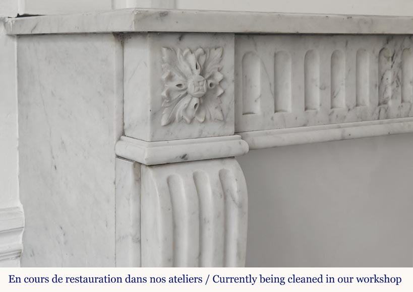 Louis XVI style fluted fireplace, in Carrara marble Louis XVI style fluted fireplace, in Carrara marble-3