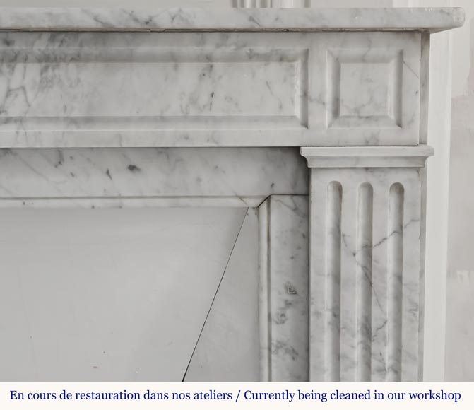 Louis XVI style fireplace in Carrara marble, with molded decoration Louis XVI style fireplace in Carrara marble, with molded decoration-6