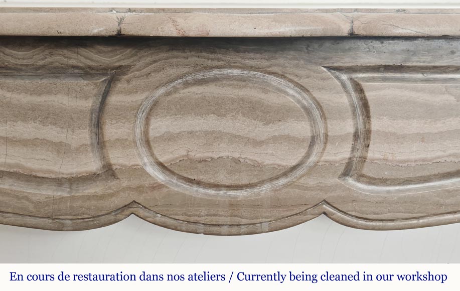 Louis XV style fireplace, Pompadour model, in Lunel marble Louis XV style fireplace, Pompadour model, in Lunel marble-1