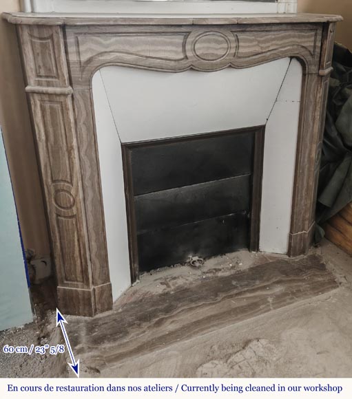 Louis XV style fireplace, Pompadour model, in Lunel marble Louis XV style fireplace, Pompadour model, in Lunel marble-2