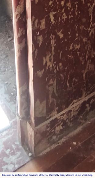 Louis XIV style fireplace with acroteria, in Red Languedoc marble Louis XIV style fireplace with acroteria, in Red Languedoc marble-8