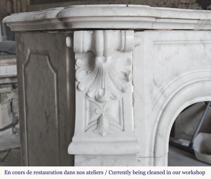 Louis XV style fireplace in Carrara marble, with plant decoration Louis XV style fireplace in Carrara marble, with plant decoration-5