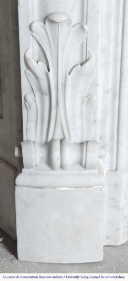 Louis XV style fireplace in Carrara marble, with plant decoration Louis XV style fireplace in Carrara marble, with plant decoration-6