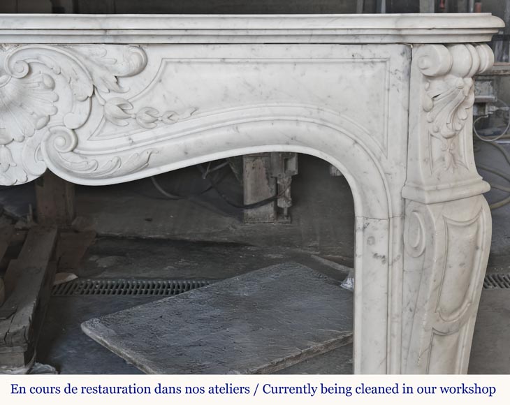 Louis XV style fireplace in Carrara marble, with plant decoration Louis XV style fireplace in Carrara marble, with plant decoration-8