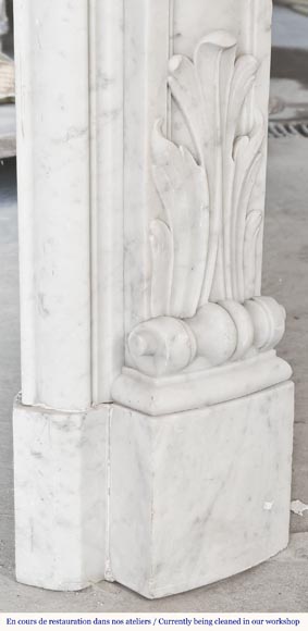 Louis XV style fireplace in Carrara marble, with plant decoration Louis XV style fireplace in Carrara marble, with plant decoration-9