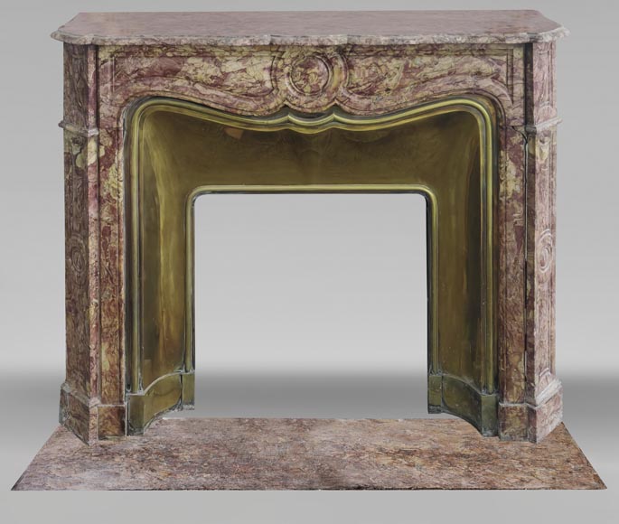 Louis XV style fireplace, Pompadour model, in Spanish Brocatelle marble Louis XV style fireplace, Pompadour model, in Spanish Brocatelle marble-0