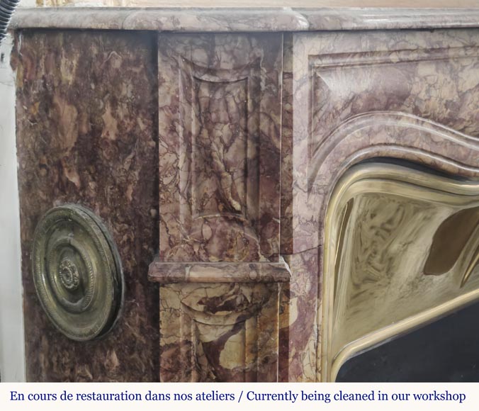 Louis XV style fireplace, Pompadour model, in Spanish Brocatelle marble Louis XV style fireplace, Pompadour model, in Spanish Brocatelle marble-3