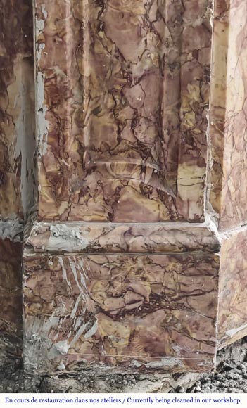 Louis XV style fireplace, Pompadour model, in Spanish Brocatelle marble Louis XV style fireplace, Pompadour model, in Spanish Brocatelle marble-4