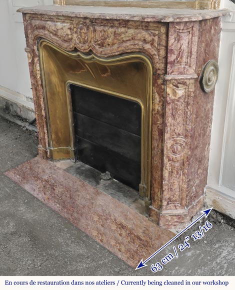 Louis XV style fireplace, Pompadour model, in Spanish Brocatelle marble Louis XV style fireplace, Pompadour model, in Spanish Brocatelle marble-5