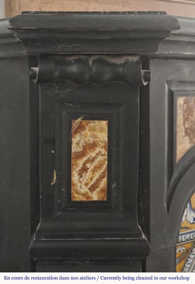 Napoleon III style fireplace in fine black marble and onyx Napoleon III style fireplace in fine black marble and onyx-3