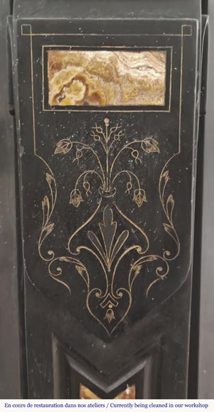 Napoleon III style fireplace in fine black marble and onyx Napoleon III style fireplace in fine black marble and onyx-4