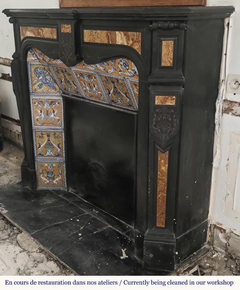 Napoleon III style fireplace in fine black marble and onyx Napoleon III style fireplace in fine black marble and onyx-6