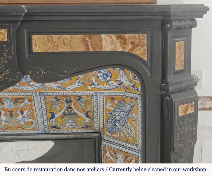 Napoleon III style fireplace in fine black marble and onyx Napoleon III style fireplace in fine black marble and onyx-7
